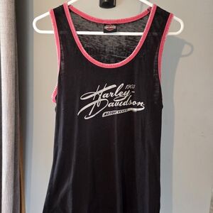 Harley-Davidson Black Tank with Pink Edges